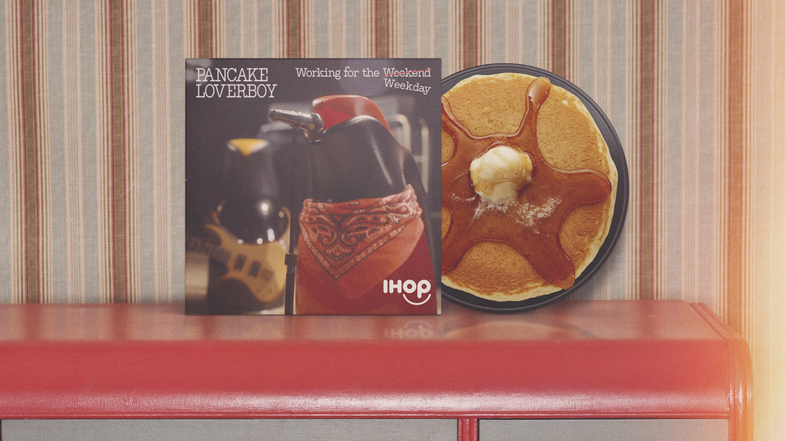 IHOP Pancake Loverboy vinyl record with pancakes and syrup for Hellbender Vinyl corporate sales