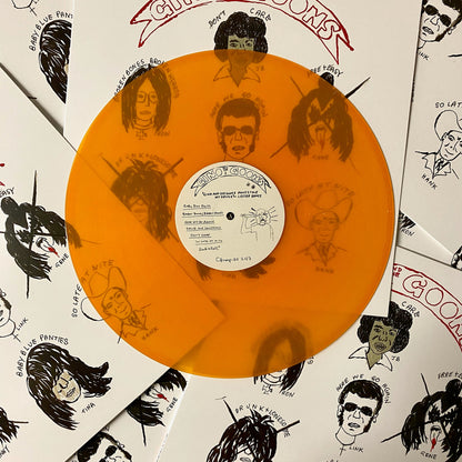 Clear/transparent hazy orange 12" vinyl record made for an independent band by Hellbender Vinyl