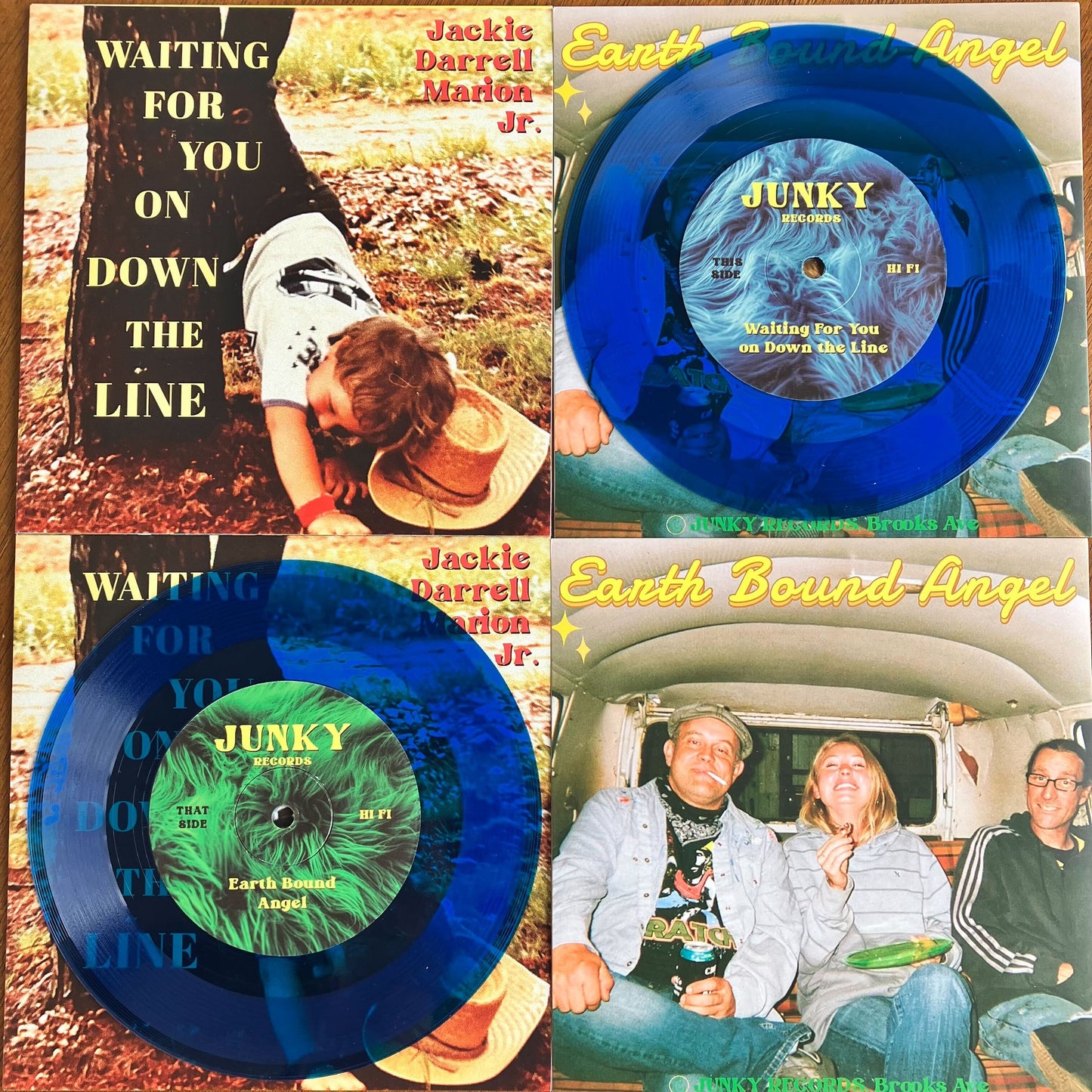 Clear/transparent blue vinyl records made by Hellbender Vinyl