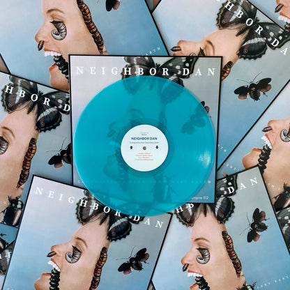 Clear/transparent seaglass blue vinyl record made by Hellbender Vinyl
