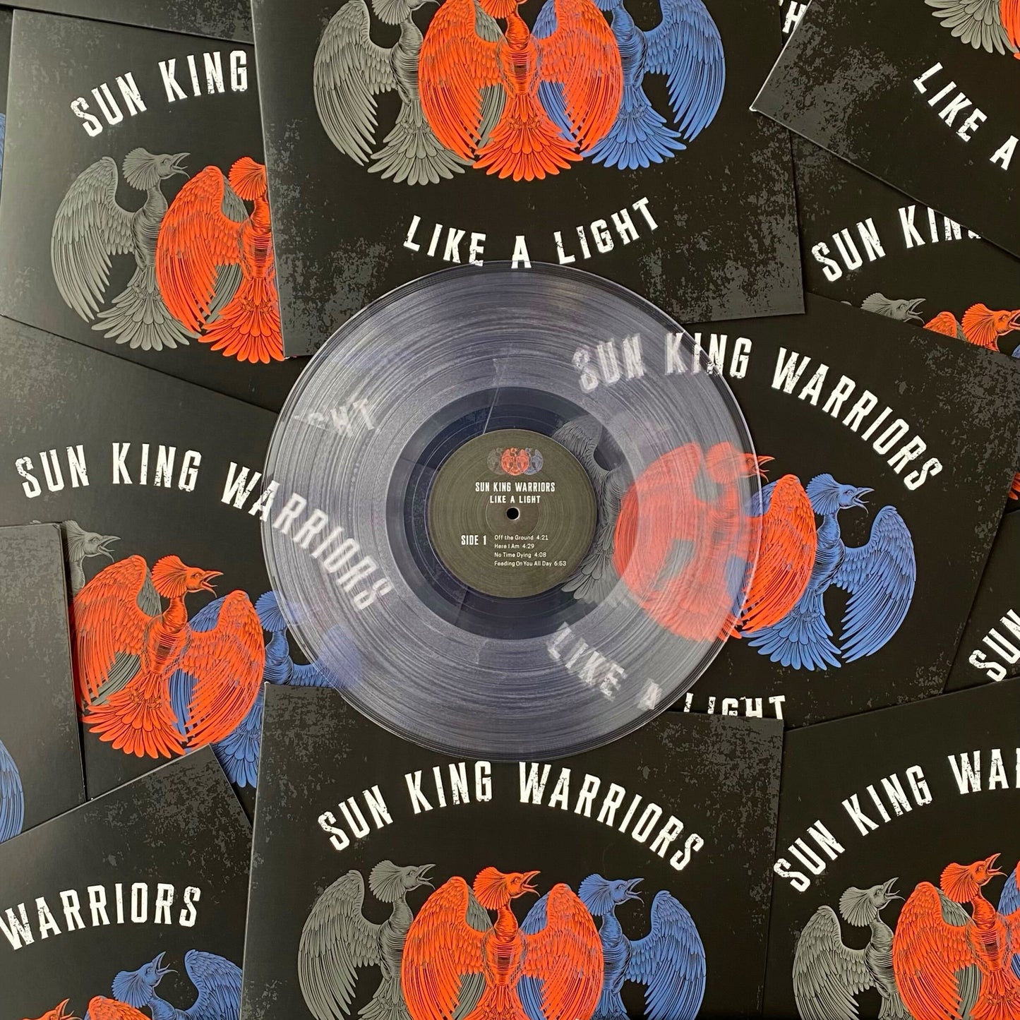 Clear vinyl record made by Hellbender Vinyl